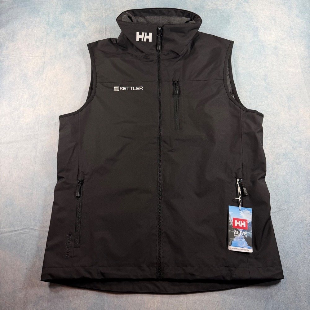 Helly Hansen Crew Vest 2.0 Mens Medium Black NWT Waterproof HH Embroidered
